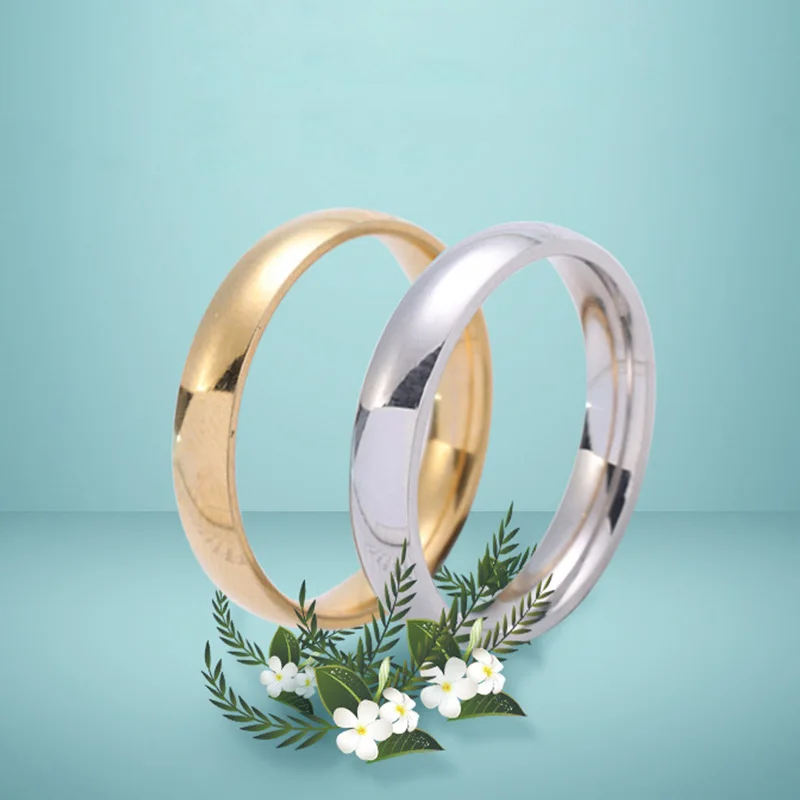 4mm Stainless Steel Ring For Women Men Exclusive Couple Wedding stainless steel ring,finger ring,silver ring,wedding rings,wedding ring,couples rings