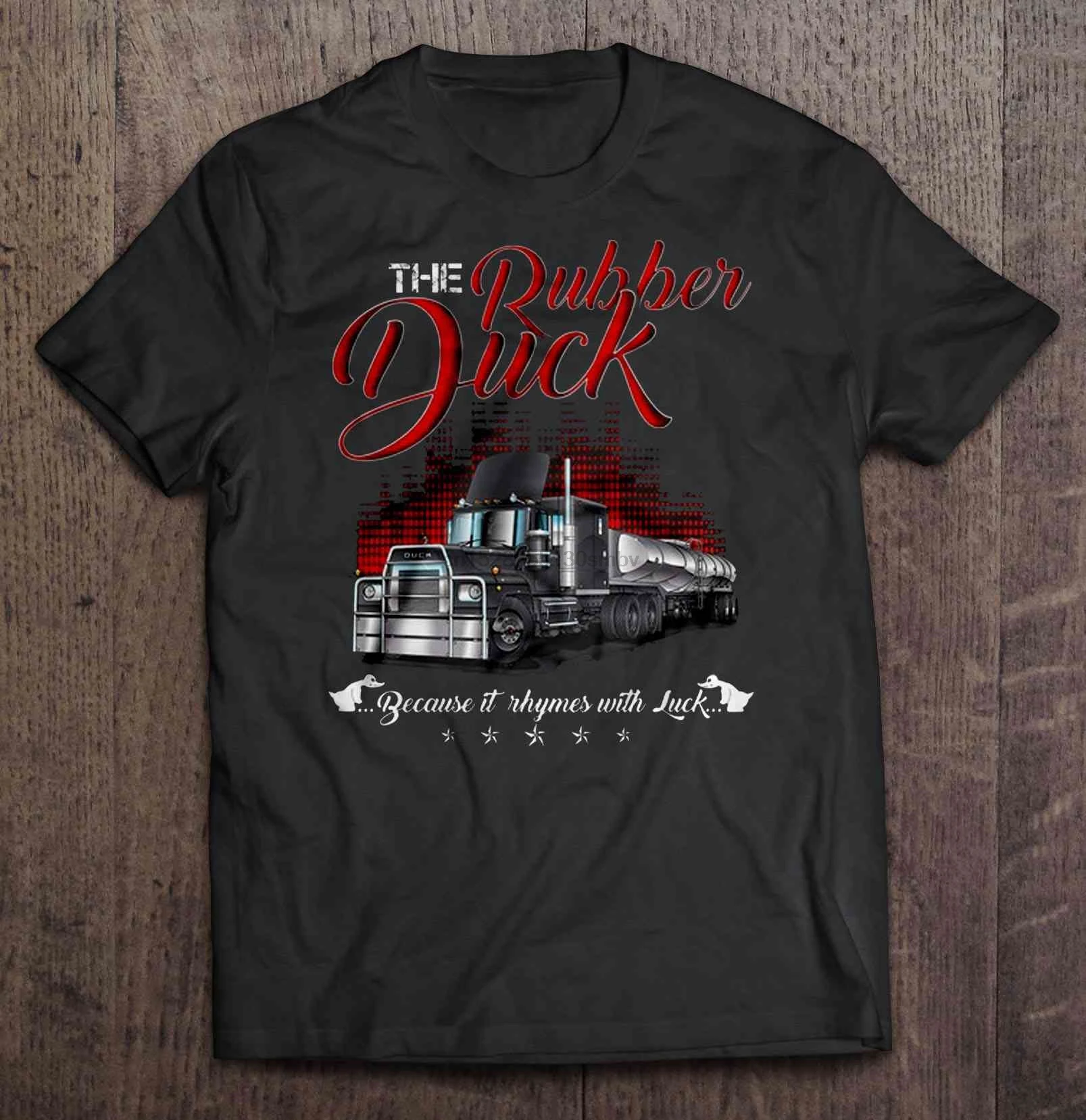 Rubber Duharajuku уличная рубашка Mencause It Rhymes With Luck Trucker Версия футболки | Мужская одежда