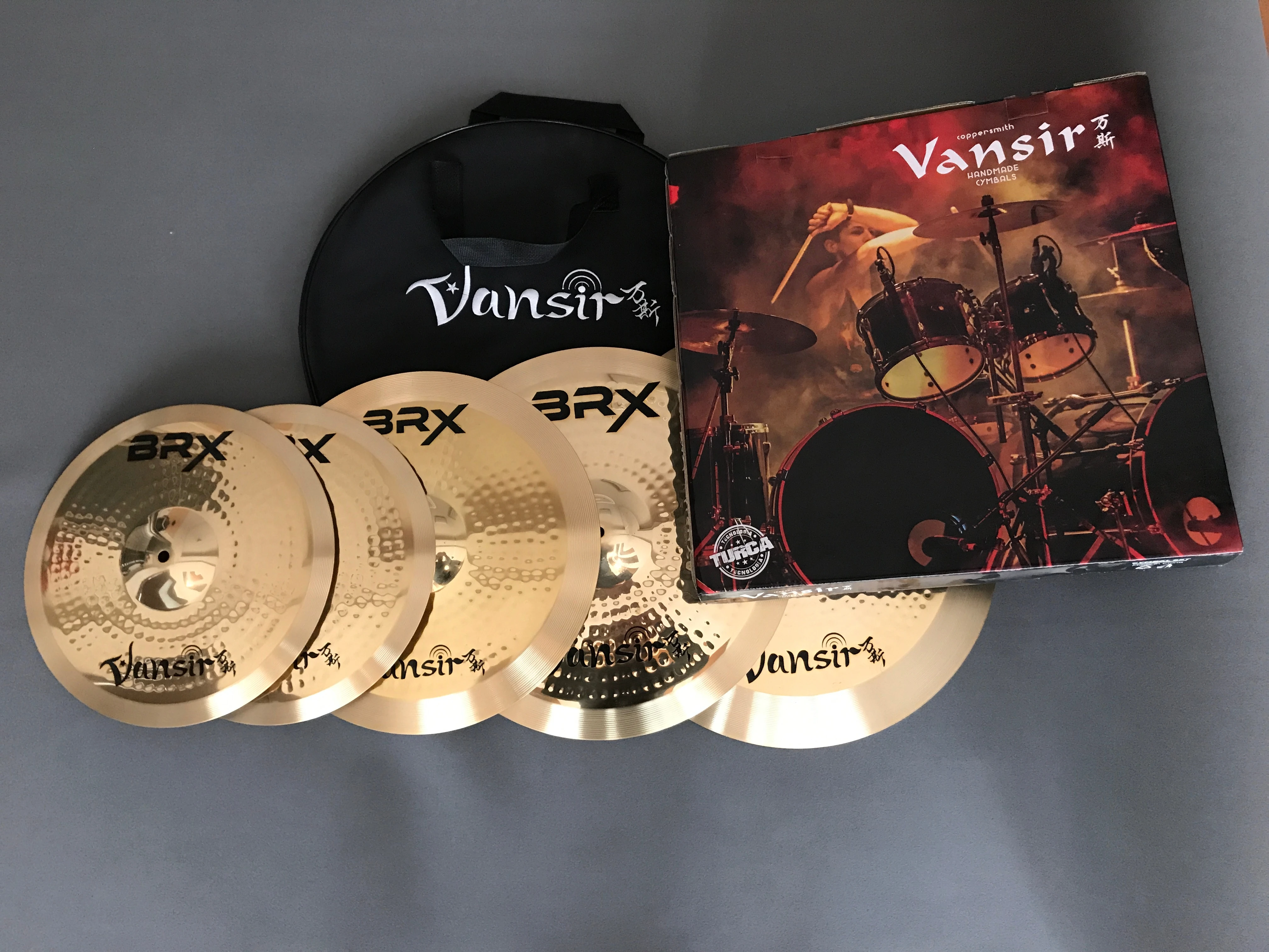 Vansir 14" 16" 18" 20" 5 Pcs BRX Series Brass Practice Cymbals Professional Cymbal Sets Yellow Gold