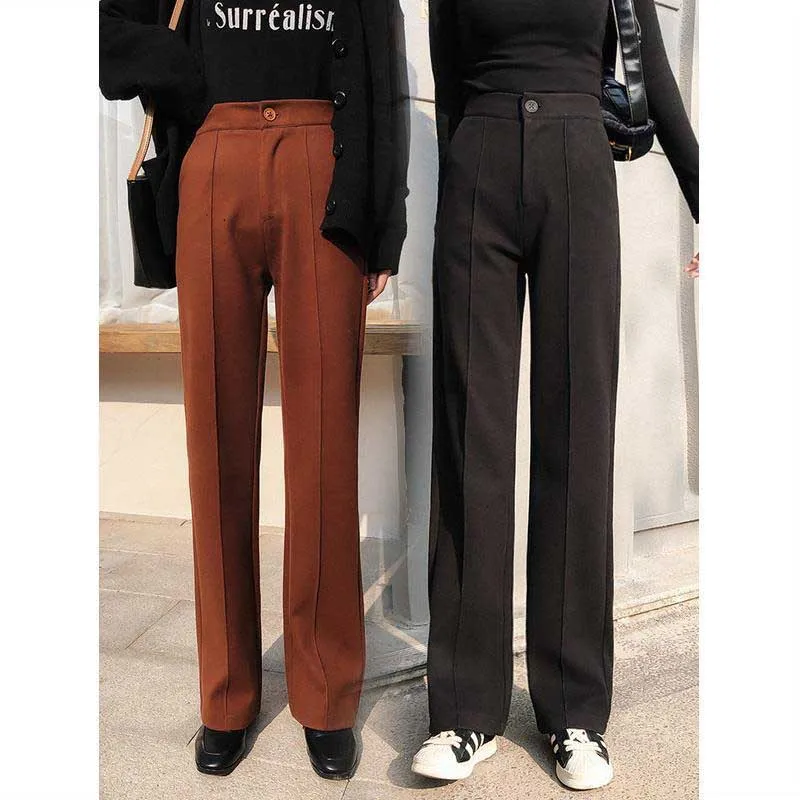 NiceMix, женская уличная одежда, клетчатые штаны, брюки, на шнуровке, средняя талия, джоггеры, спортивные штаны, женские штаны,, Осенние повседневные брюки, плюс - Цвет: Коричневый