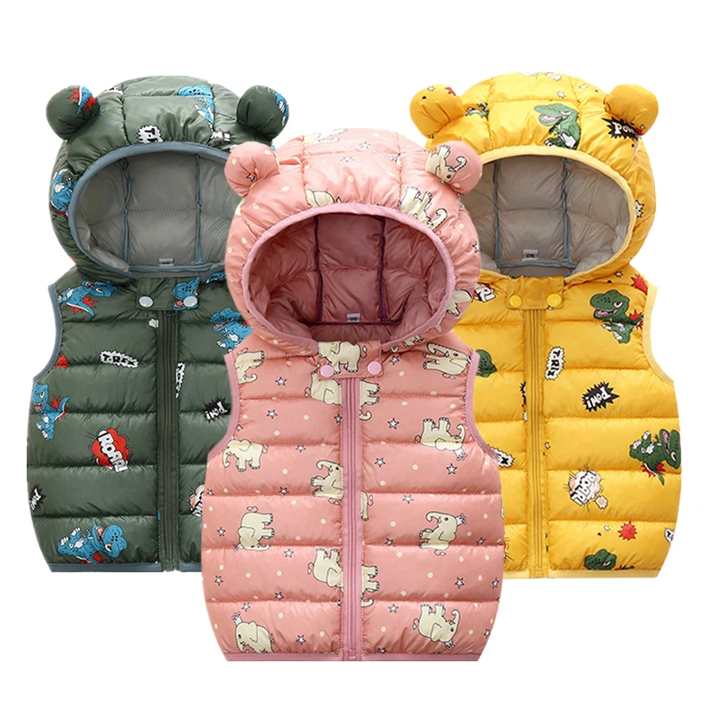Baby Girl Vest Autumn Toddler Boy Vest Cartoon Hooded Waistcoat For