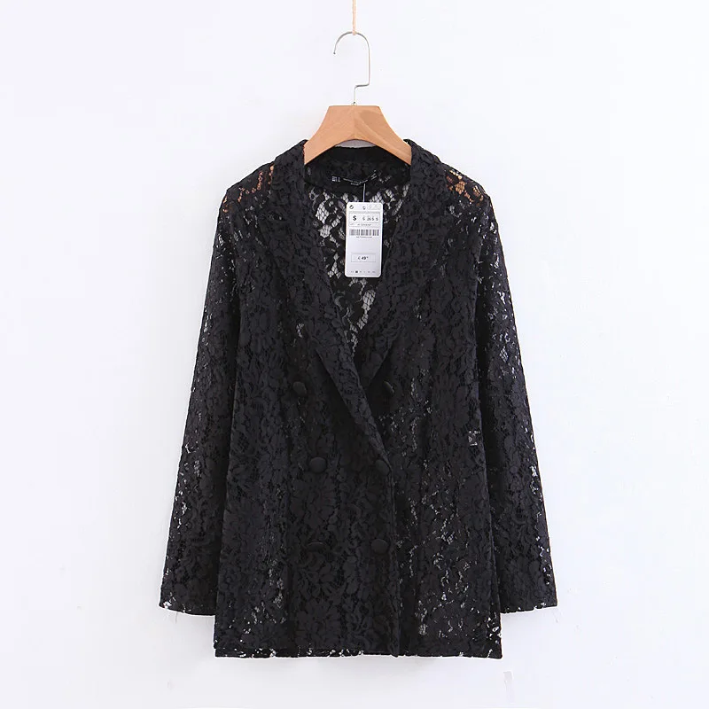 

WOMEN'S Dress 2019 Summer New Style Double Breasted Lace Crochet Hollow out Suit Jacket Women's C9206