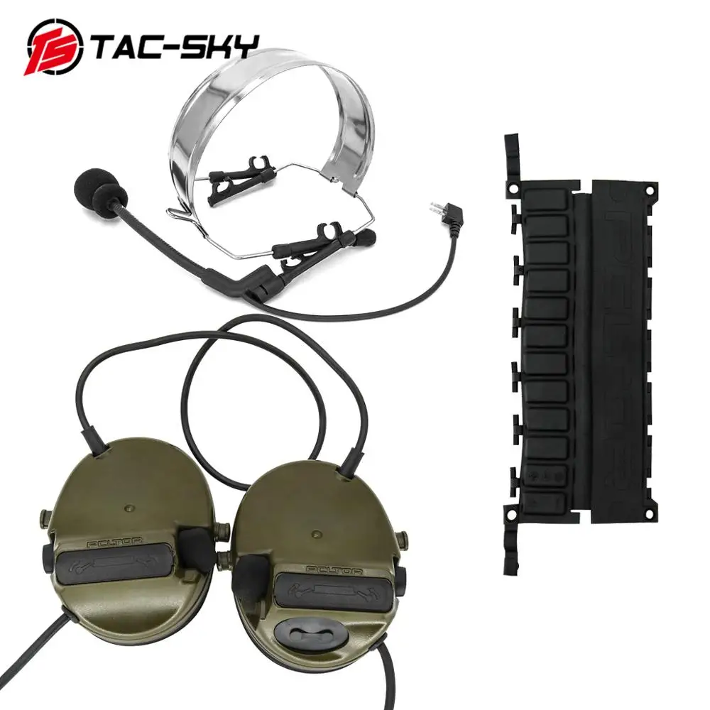TAC-SKY COMTAC III double pass silicone earmuffs noise reduction pickup military tactical headset + PTT KENWOOD plug U94 PTT FG