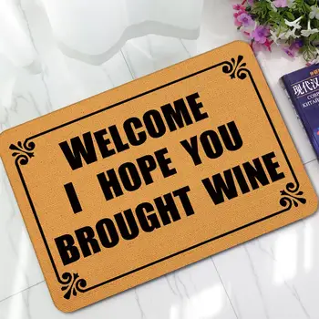 

45*75cm/40*60cm Funny Doormat Saying Quotes Welcome I Hope You Brought Wine / Beer Printed Anti-slip Floor Mat Area Rugs