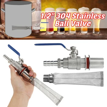 

1/2'' Stainless Steel Weldless Ball Valve Kit For Homebrew Wine Beer Kettle Pot Kitchen Dining Bar Accessories
