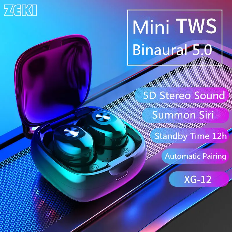 

XG12 TWS True Wireless Headphone Bluetooth 5.0 Headphones HiFi Binaural Stereo Sound Earburd Auto Pairing Headset for Phone