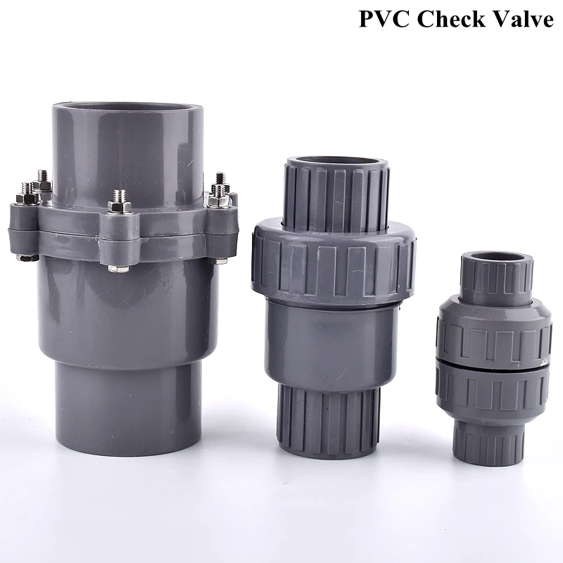 

1pc ID 25~110mm PVC Check Valve Water Supply Pipe One-Way Valve Watering Irrigation Tube Connector Aquarium Fish Tank Adapter
