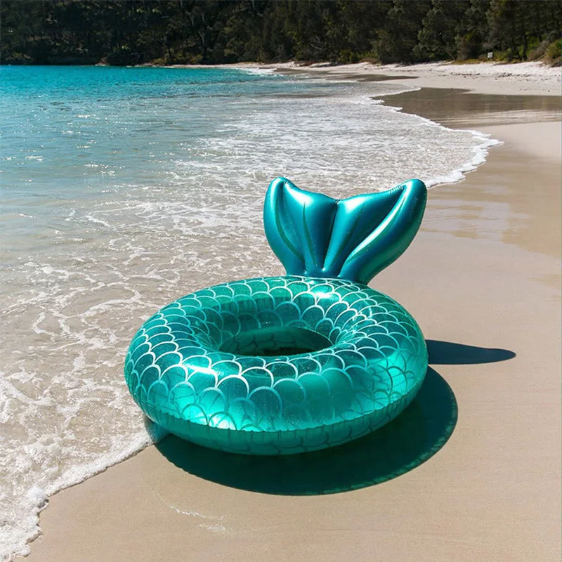 Inflatable Swimming Ring 3 Sizes Mermaid With Backrest Pool Inflatable Swimming Ring Adult Swimming Laps Pool Floating Ring Beach Party Toy Piscina