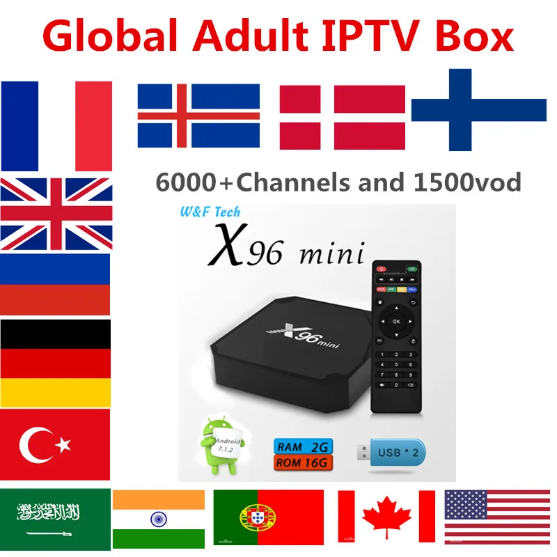 

Global IPTV Box x96mini android tv box 6000+Live France Italy USA UK German spain 1500 vod Adult xxx smart iptv subscription box