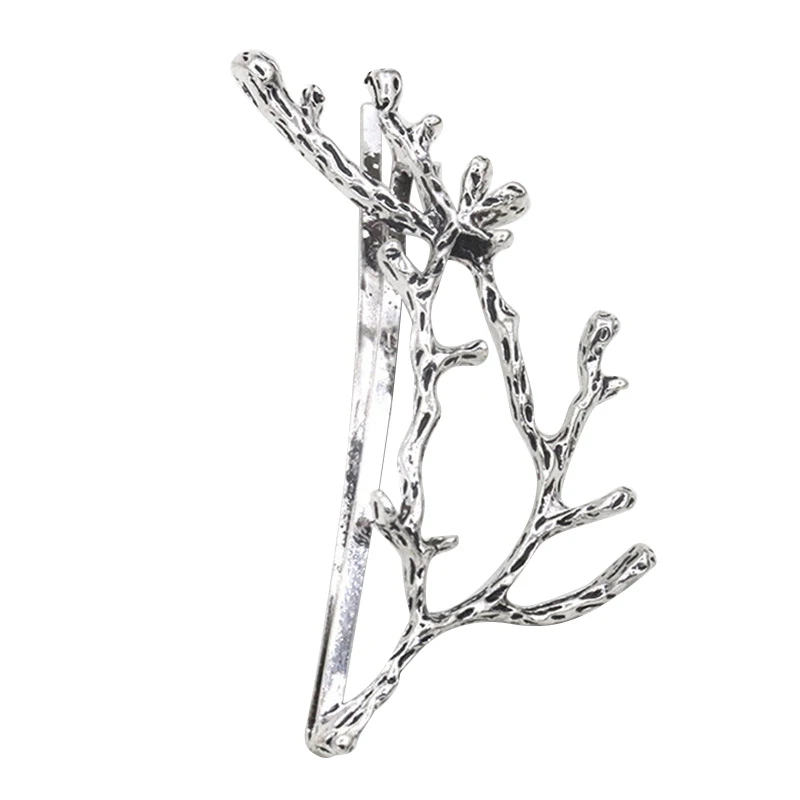 Women Fashion Rose Gold Silver Durable Delicate Unique Metal Branch Leaves Small Hair Clips Bobby Pin Hair Styling Accessories