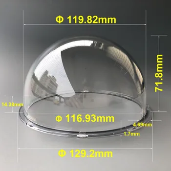 아크릴 플렉시 유리 투명 돔 커버, CCTV 카메라 하우징 투명 케이스, Hikvision용 원형 반구, 129.2x71.8mm, 5 인치
