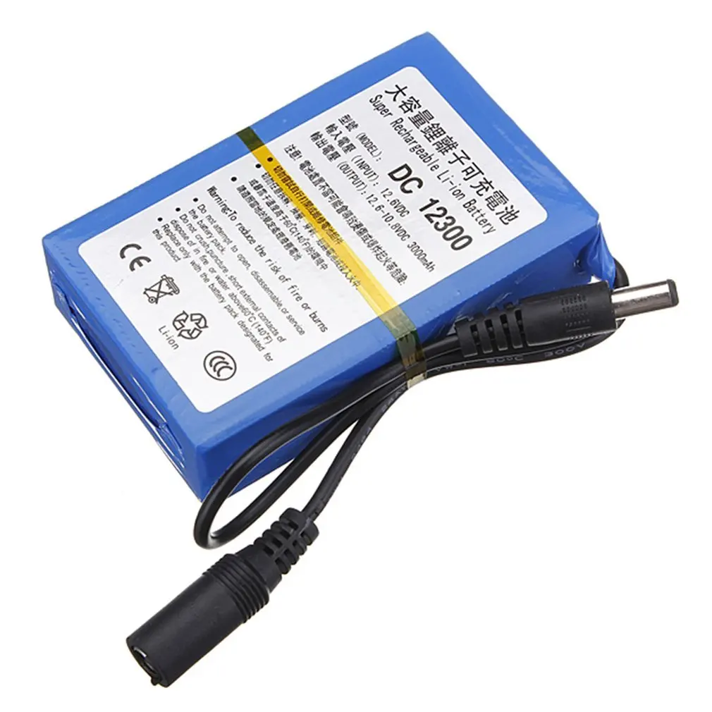 12V 3000mAh большой Ёмкость Перезаряжаемые литий-ионный аккумулятор для хранения Батарея подходит для контроля уровня сахара в крови с светодиодный светильник резервного копирования Мощность US/EU