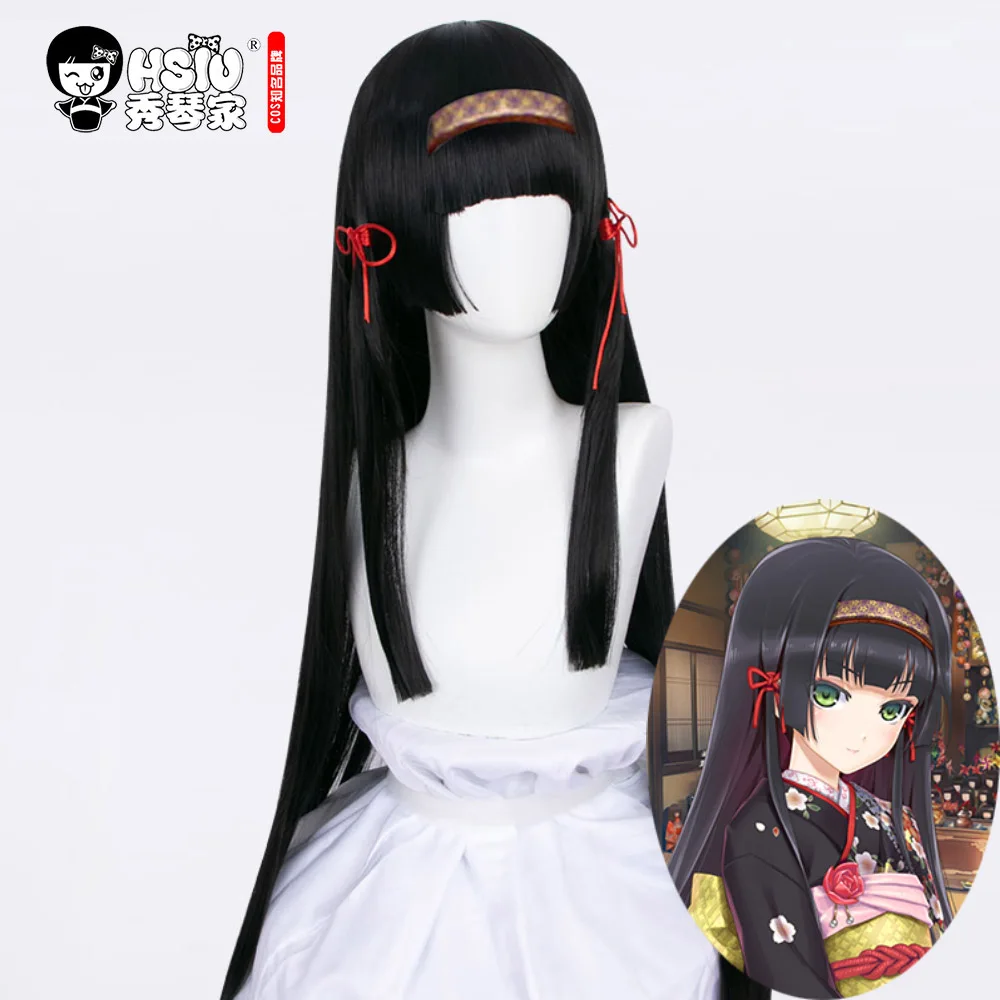 

HSIU Anime Bishoujo Mangekyou Renge Cosplay Wig Qi Bangs Black Long Straight Hair Halloween Cosplay Give away brand wig net