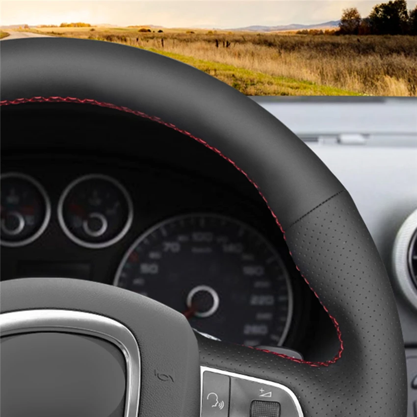 MEWANT черная искусственная кожа рулевое колесо Крышка для Audi A3 8P Sportback A4 B8 Avant A5 8T A6 C6 A8 D3 Q5 8R Q7 4L S3 S4 S5