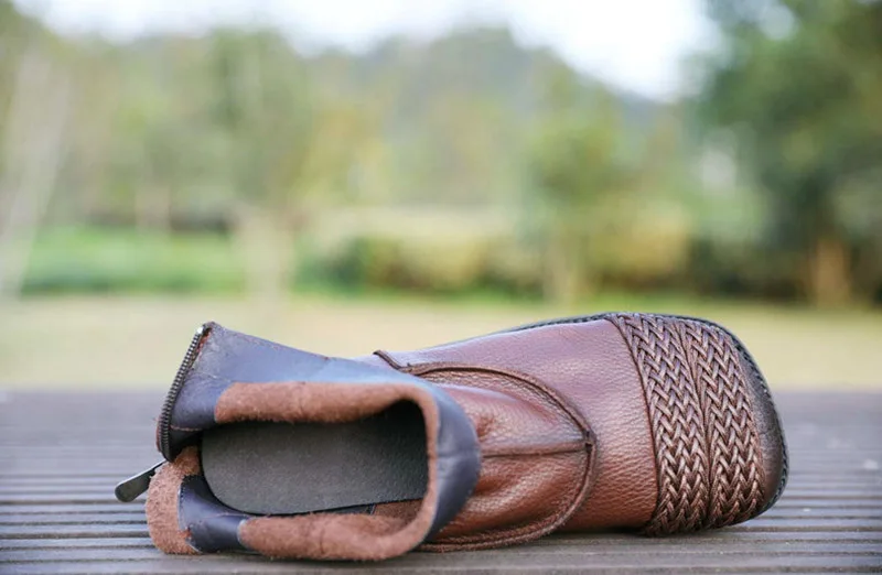 new square head women's shoes, flat-bottomed boots, spring and autumn single boots, leather casual bare boots