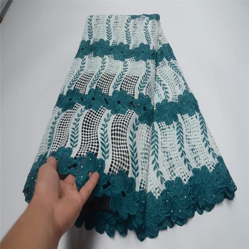 

High Quality french tulle lace fabrics 5 yards 2019 AfricanGuipure Cord soluble lace fabric For Negiria Wedding Dress