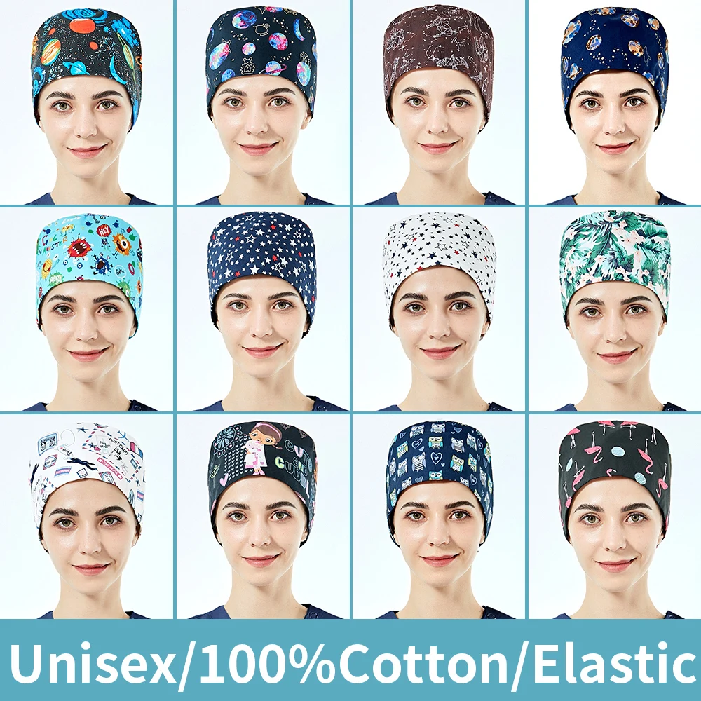 

Dust breathable scrubs caps wholesale prices unisex Printing tooth Beauty scrubs women hat High Quality Health check working hat
