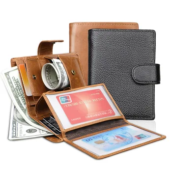 

Hot Selling MEN'S Wallet Anti-Theft RFID Leather Wallet Card Bit More Retro Casual Short Wallet