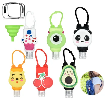 

6 Pack Portable Cartoon Travel Bottles Set Kids Silicone Refillable Empty Bottles Hand Sanitizer Containers Holders Child Gifts