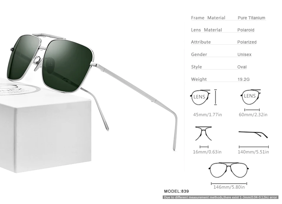 FONEX чистый Титан поляризованных солнцезащитных очков Для мужчин Складные солнцезащитные очки для Для мужчин Высокое качество Мужская Корейская оттенки 839