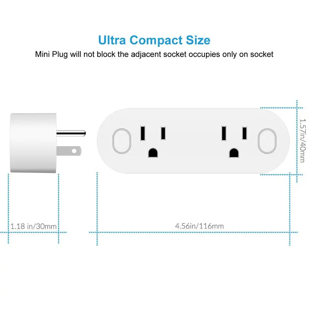 Teekar WiFi Smart power Strip US standard Outlet удлинитель 2 розетки Smart Life пульт дистанционного управления работает с Alexa Google Assistant