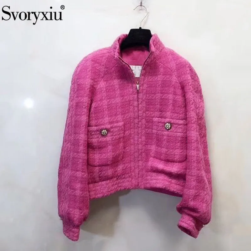 

Svoryxiu Runway High End Autumn Winter Jacquard Jackets Coat Women's Long Sleeve Rayon Lining luxury Jackets Outwear