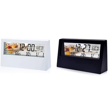 

Alarm Clock with Transparent LCD, Battery Operated Weather Alarm Clock, Digital Clock, Date, Weather, Temperature