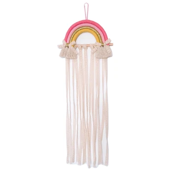 

Braided Rainbow Wall Hanging Barrette Headband Organizer Hair Accessories Holders Girls Hair Bows Clip Storage Holder C