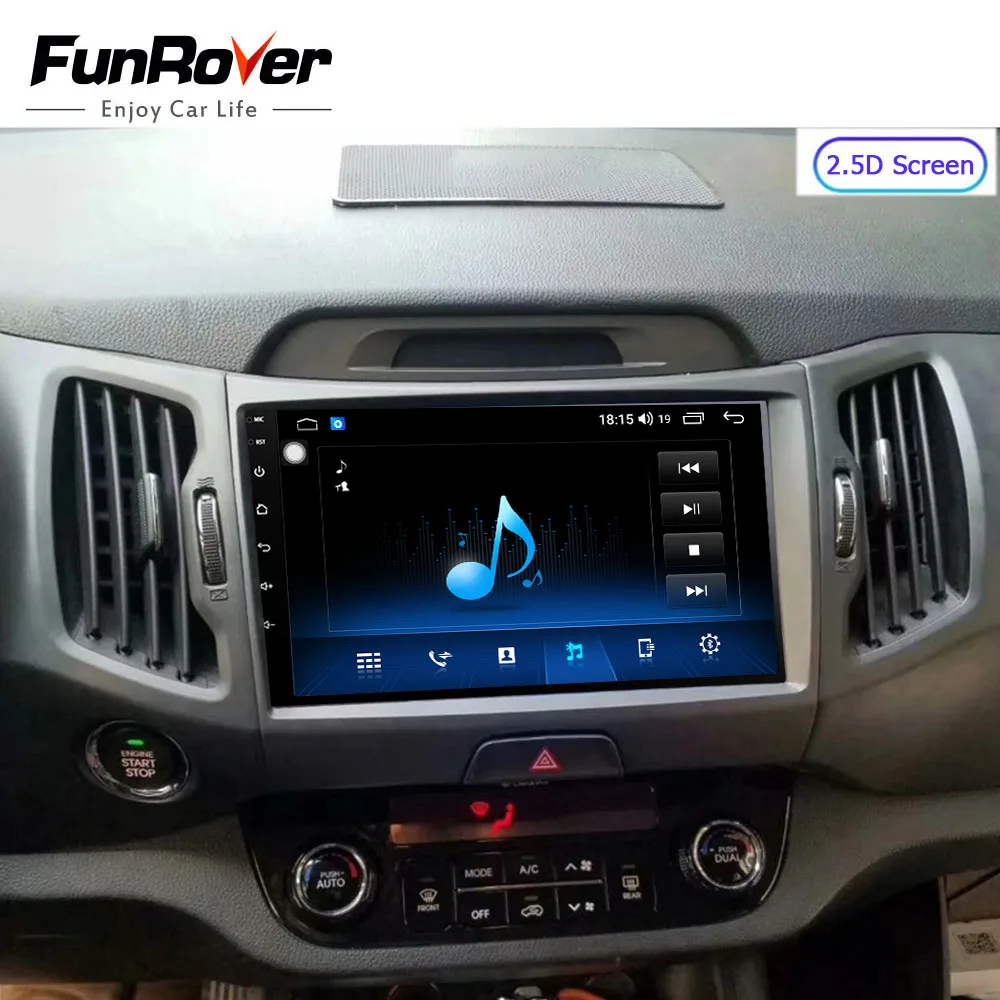Funrover для KIA sportage 2011- android 9,0 автомобильный Радио мультимедийный плеер Авторадио Навигация gps 2 din 2.5D ips 9 дюймов без dvd