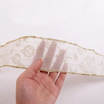 

Hot Sales 2m DIY Decoration Glitter Ribbon Gold Snowflake Linen Ribbon Decorative Ribbons For Crafts Bowknot Xmas Decoration