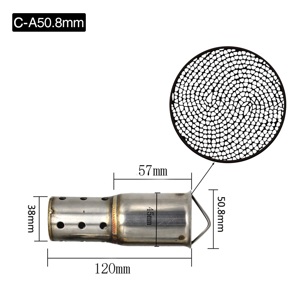 Alconstar-50,8 мм/60 мм мотоцикл выхлопной глушитель выхлопной трубы вставка Catalyst дБ убийца Шум Элиминатор трубы труба глушителя для Honda KTM - Цвет: C-A50.8