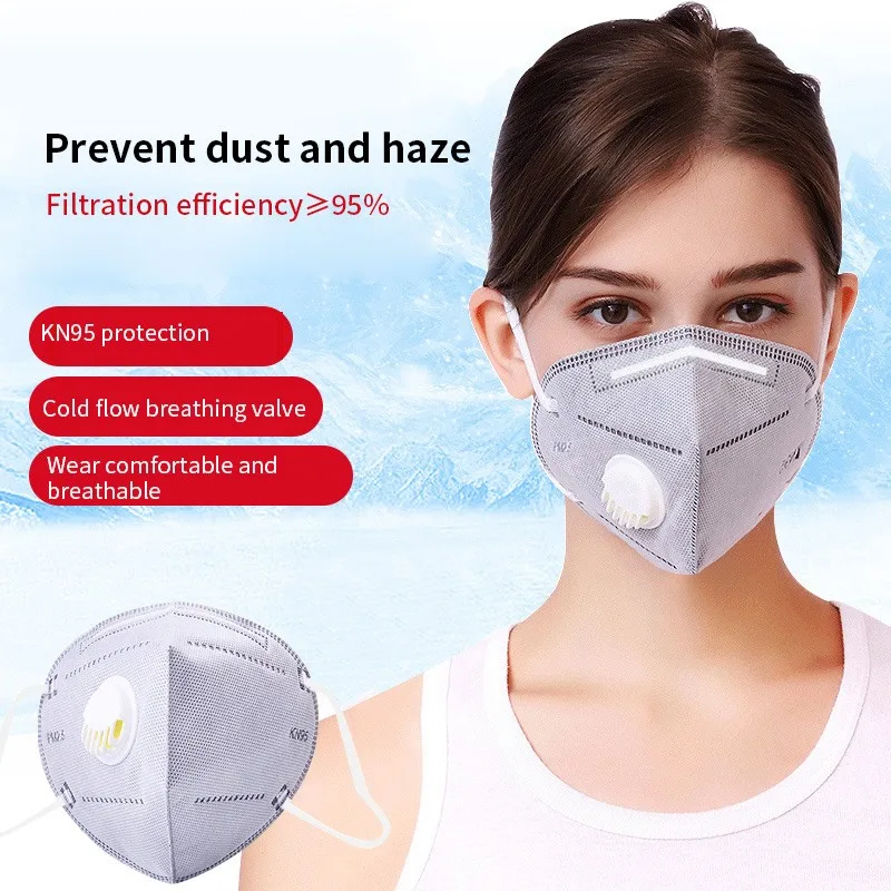 

KN95 Disposable Face Masks Dustproof Windproof PM 2.5 Respirator Mask with Breath Valve Pollution Personal Care Face Mask