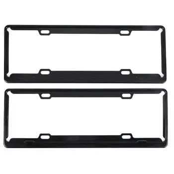 

Durable Car License Frame 2pcs Black Auto Cover License Plate Frame Personality Aluminum Alloy License Frame Tag Cover