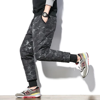 

Winter Men White Duck Down Pants Male Warm Camouflage Harem Pants Hip Hop Thicken Windproof Thermal Baggy Trousers W025