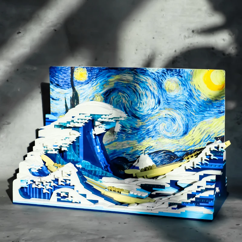 DK3003 художественная серия Pixel DIy The Great Wave Off Kanagawa 3D живопись строительные блоки