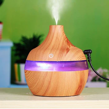 

Car Electric Aroma diffuser wood Ultrasonic humidifier 300ml USB Essential oil Aromatherapy air diffuser LED Lights for home/Car
