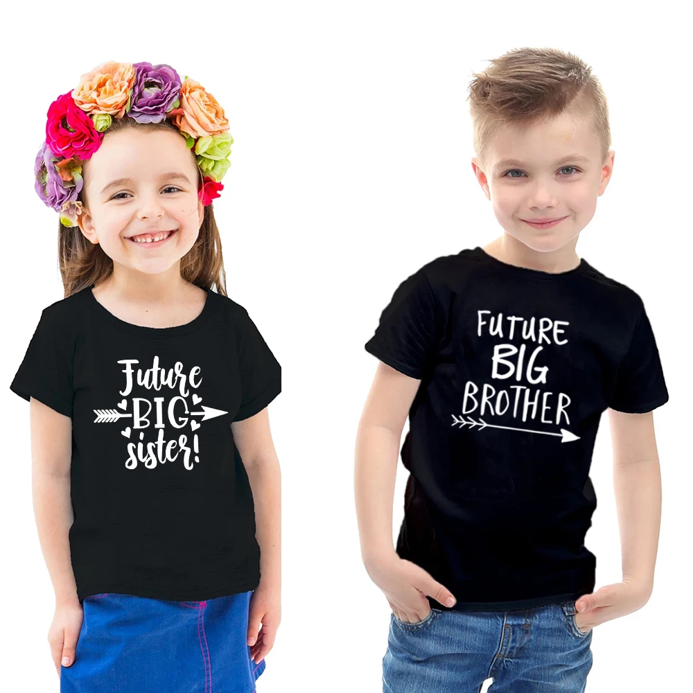 

Future Big Brother Sister Print Letters Kids Tshirt Funny Toddler Boys Girls Short Sleeve T-shirt Casual Children Hot Sale Tees