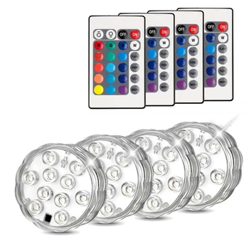 

10 Led Remote Control Knob Light Submersible Lights Battery Operated Aquarium Decoration Timing Underwater Night Lamp Outdoor
