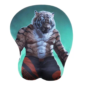 

FFFAS Wrist Rest Mouse Pad Mat Fashion 3D Big stanger Muscle Tiger Bosom Bust Mousepad Keyboard Cushion gift fun