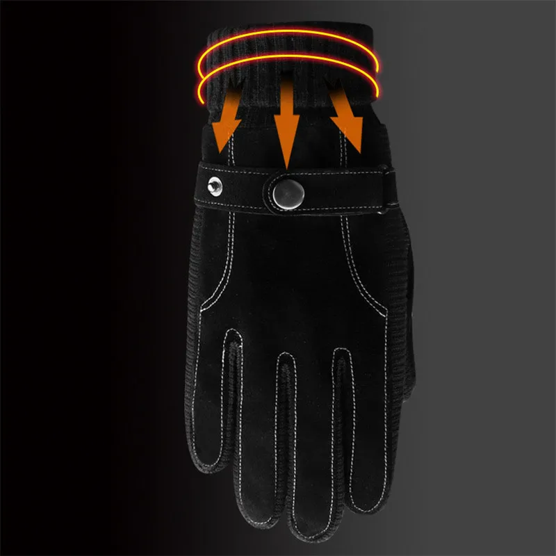 Зимние велосипедные перчатки мужские мотоциклетные электрические лыжные перчатки кожаные перчатки с флисом утолщенные теплые перчатки из свиной кожи