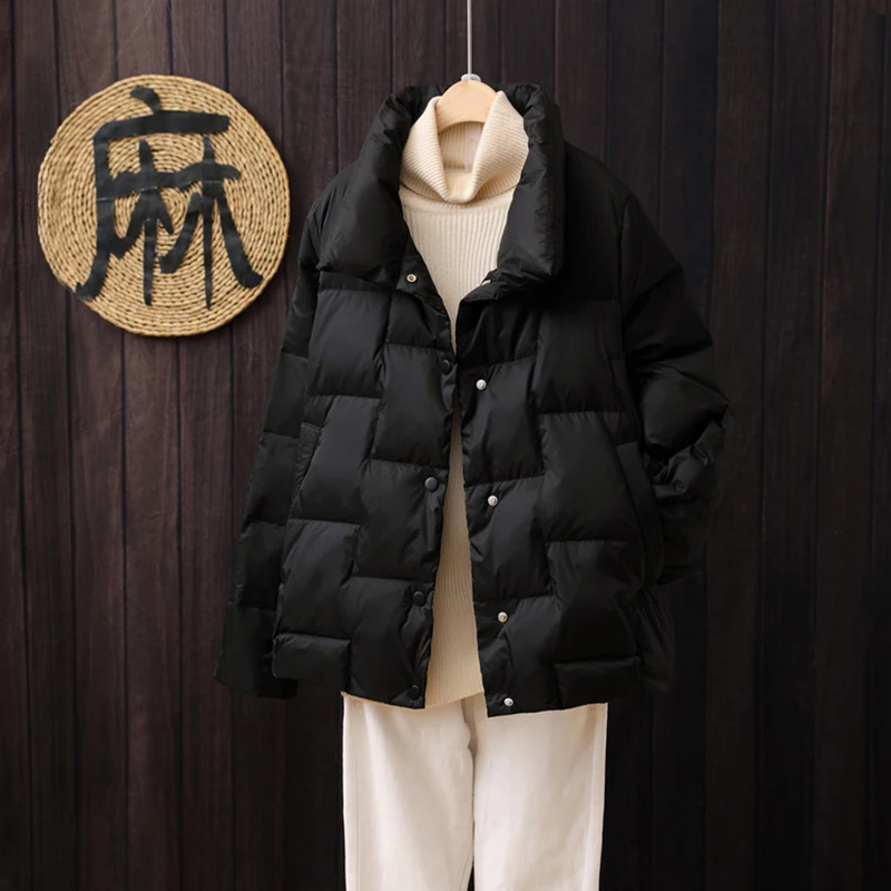 Autumn Winter Women Turn Down Collar Down Coat Ultra Light 90% White Duck Down Jacket Single Breasted Windproof Parkas ralph lauren puffer jacket