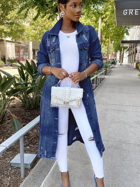 Long Denim Jackets Women Autumn Sexy 