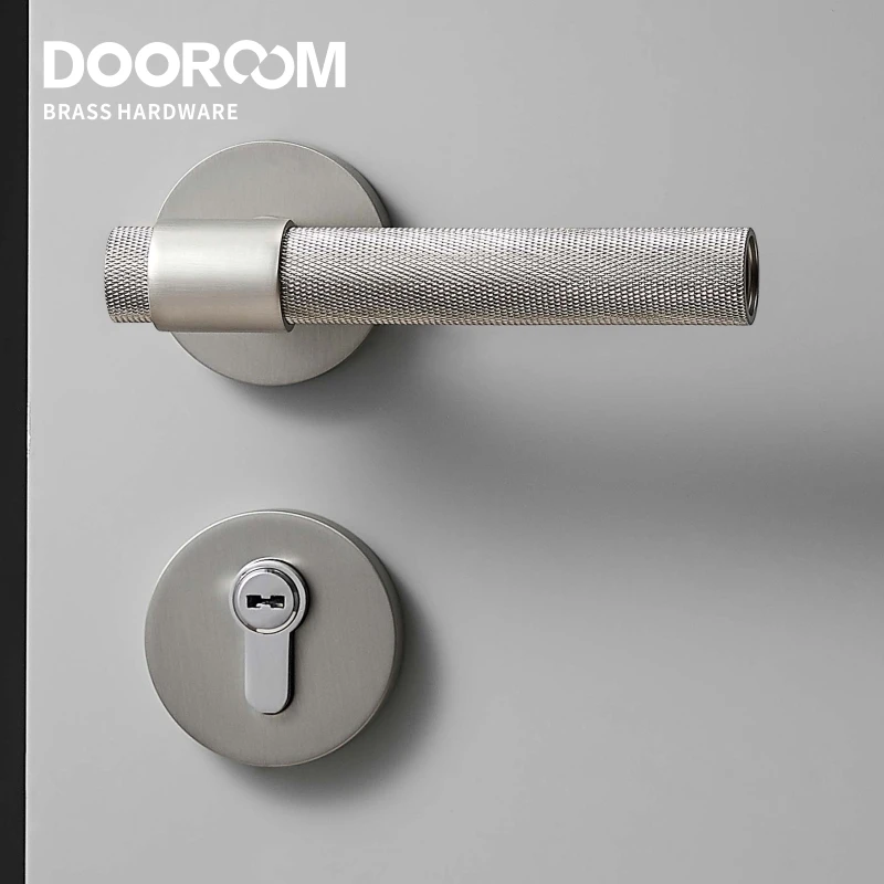 Набор дверных замков Dooroom из латуни современный серебристый матовый никелевый интерьер для спальни ванной