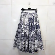 Роскошная Новая женская хлопковая плиссированная юбка с принтом, Высококачественная женская повседневная юбка средней длины rmsx 11,14