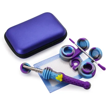 

Dry Herb Vaporzer Tool Silicone Wax Pipe With Mat,Jar,Bowl,Titanium Nail,120mm Dabber Vape Tool