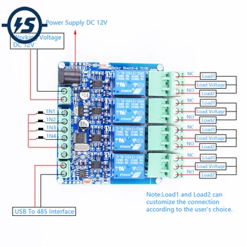 

RS485 Modbus-RTU 12V 4Bit Relay Module 4-Channel Switch Controller for Arduino