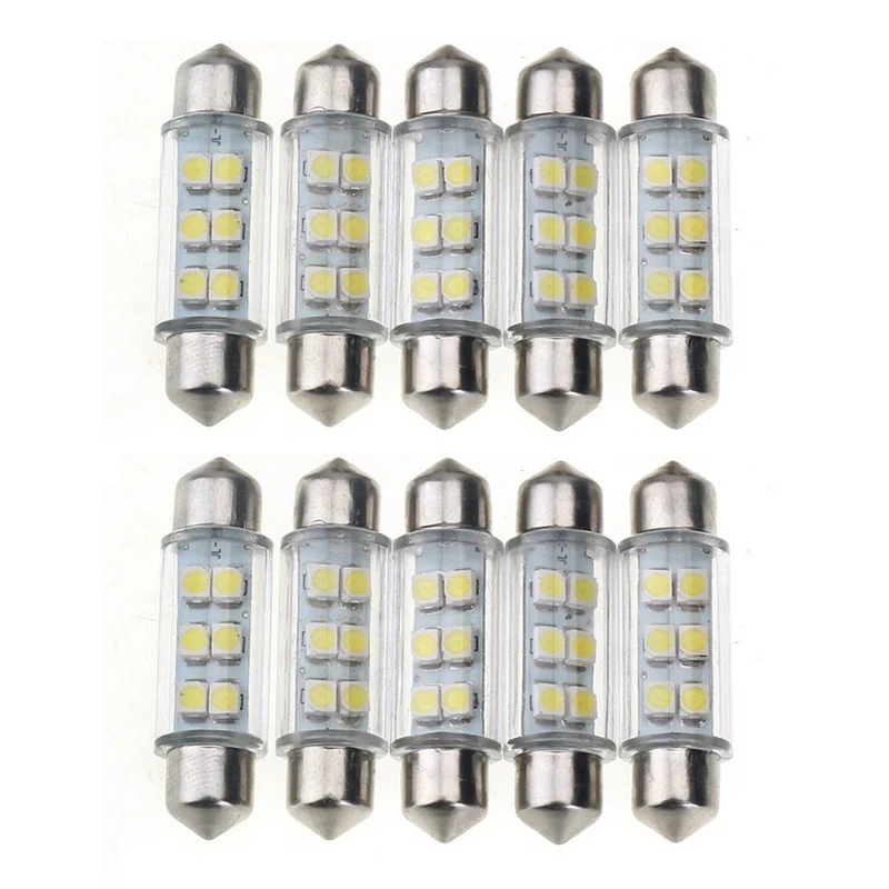 10 шт. светильник Torpedo 6 SMD LED белый Dc 12v для номерного знака автомобиля 39 мм |