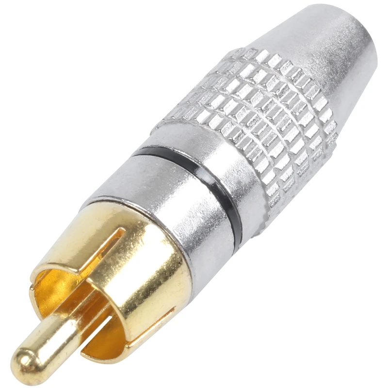 

2pcs RCA Male Plug Adapter Audio Phono Gold Plated Solder Connector Gold+Silver