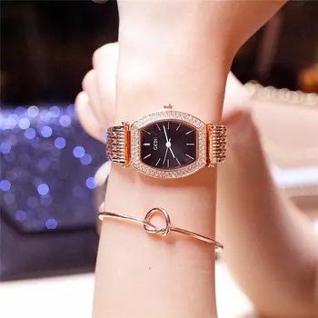 

Woman Watch 2019 Luxury Diamond Quartz Wristwatch Women Stainless Steel Women's Watches Tonneau Casual Ladies Wrist Watch Clock