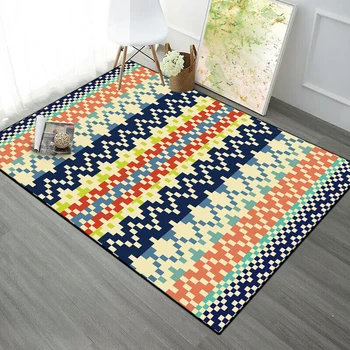 

Persian Ethnic Stripe Living Carpet Bohemian Bright Colorful Bedroom Table Area Rugs Blanket Kitchen Table Floor Room Mat